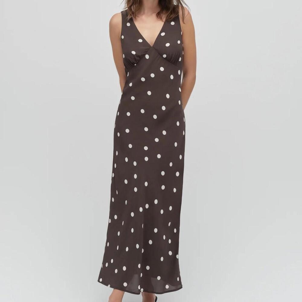Favorite Daughter The Anyday Anytime Dress in Espresso Polka Dot
